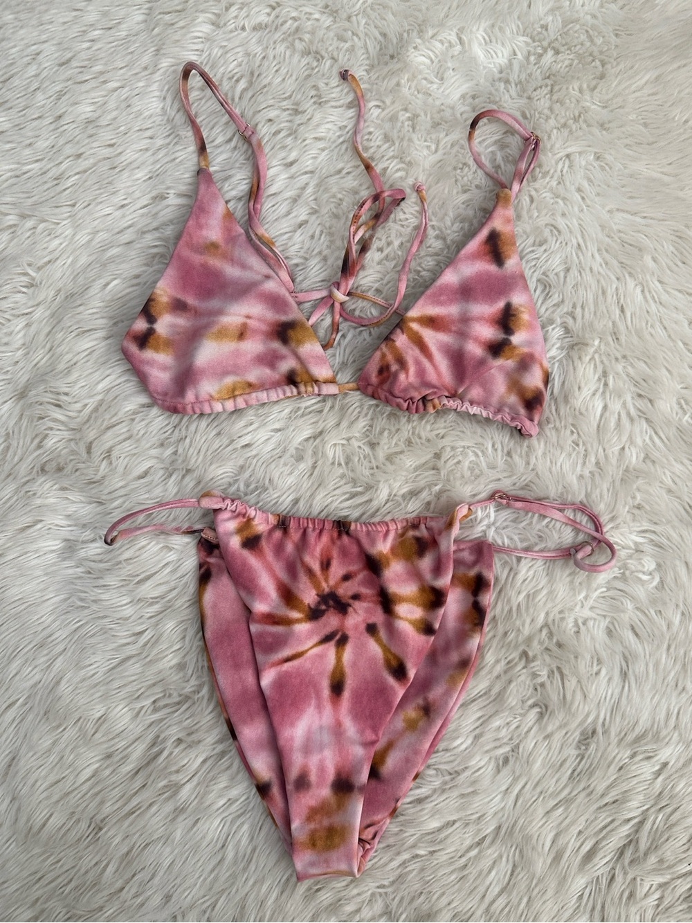 Skatie Pink Tie-Dye Triangle Bikini Set